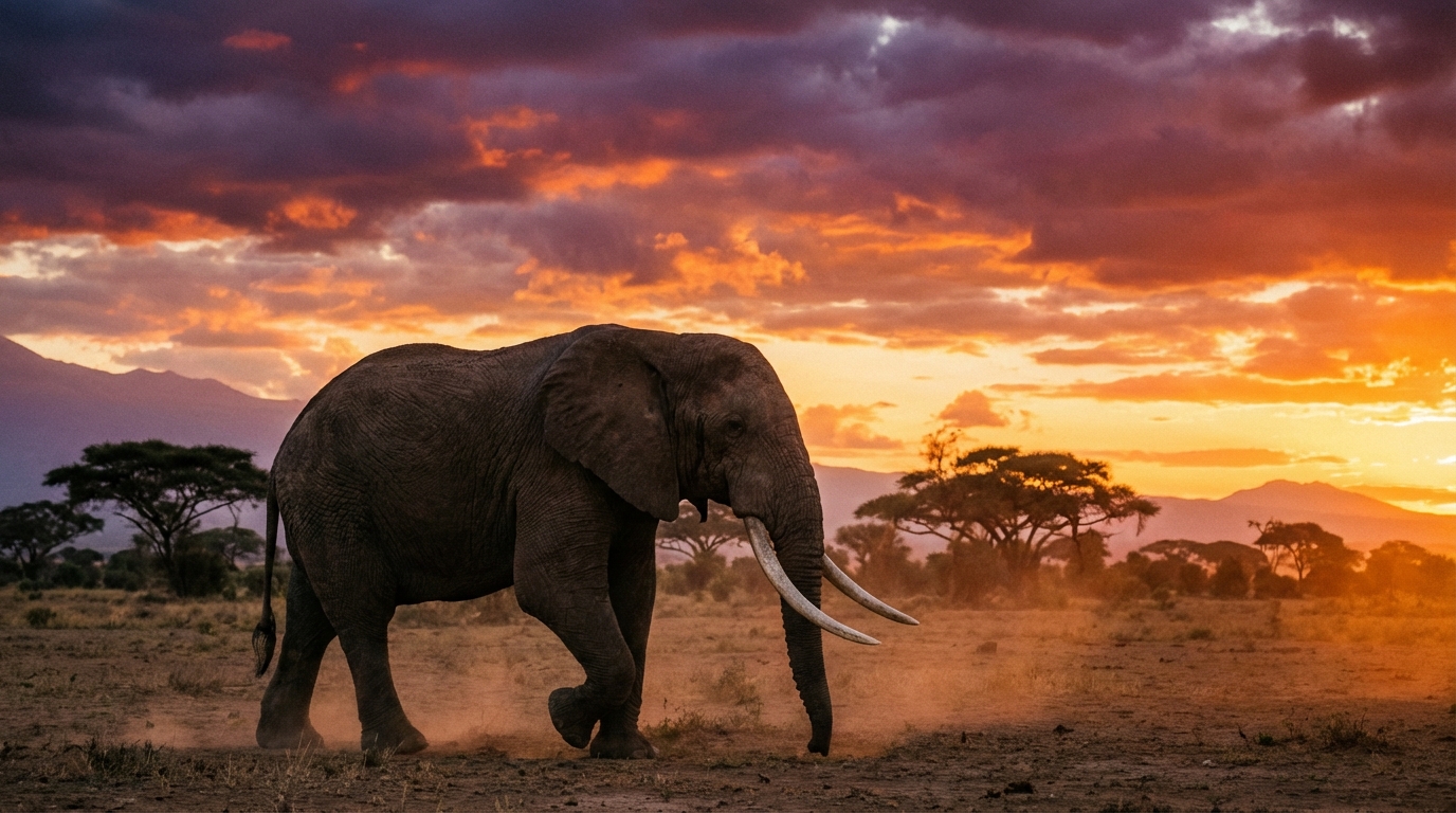 Слон на закате